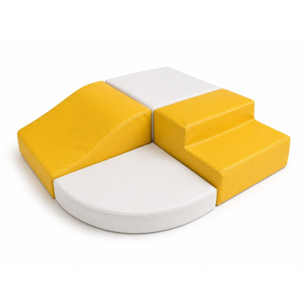 Playfull four-piece soft play climbing set in yellow and white